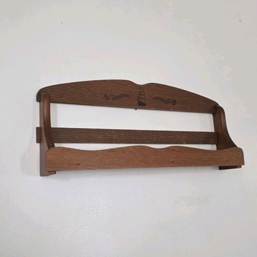 Vtg Wooden Spice Rack Wall Hanging Brown Shelf Farmhouse Sail Boat Grandmacore